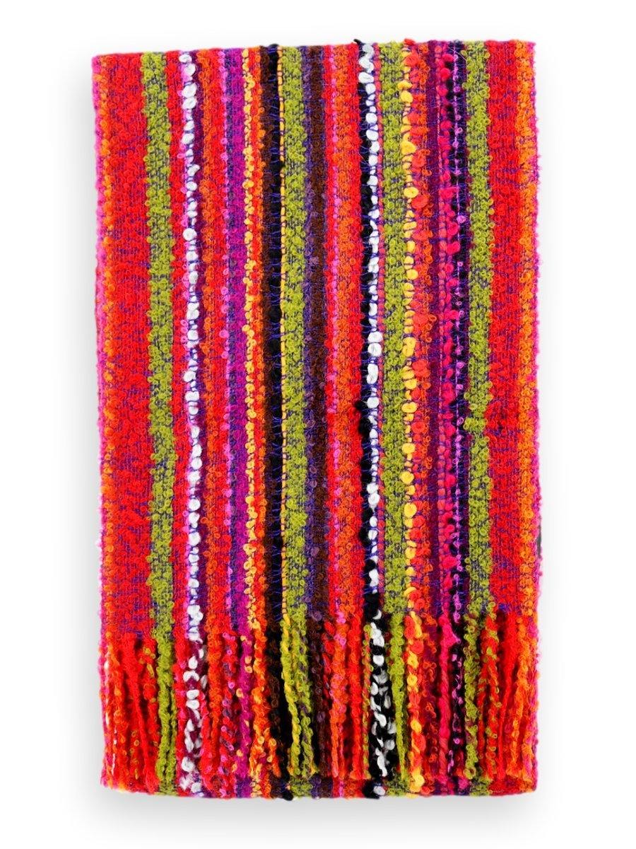 100% Baby Alpaca Boucle Scarf - Rusty Orange Green - Qinti - The Peruvian Shop