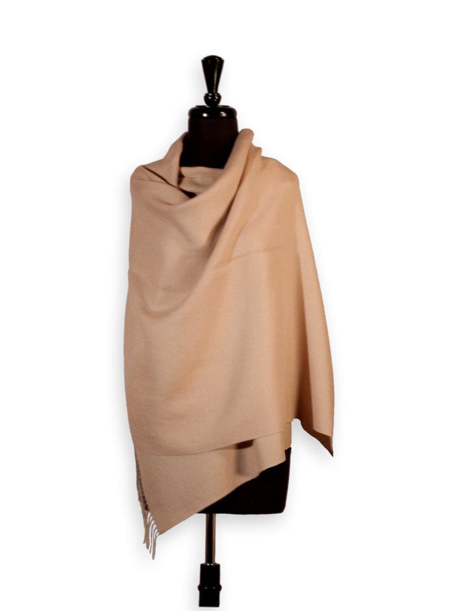 100% Baby Alpaca Shawl in Solid Color - Beige - Qinti - The Peruvian Shop