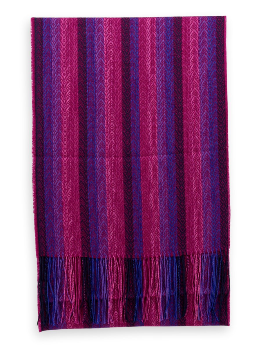 Baby Alpaca Silk Scarf - Purple/ Blue/ Pink Stripes - Qinti - The Peruvian Shop