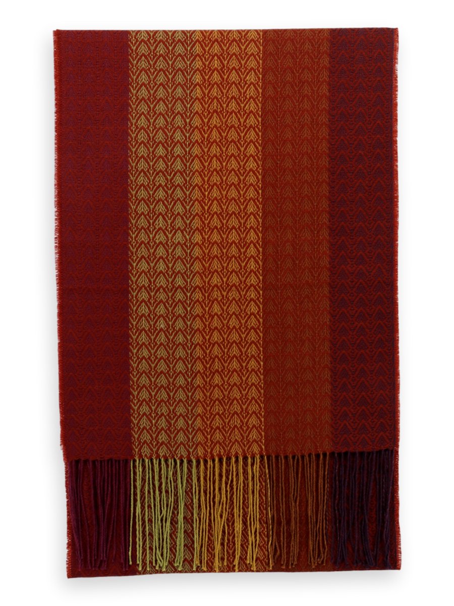 Baby Alpaca Silk Scarf - Brown/ Gold/ Green - Qinti - The Peruvian Shop