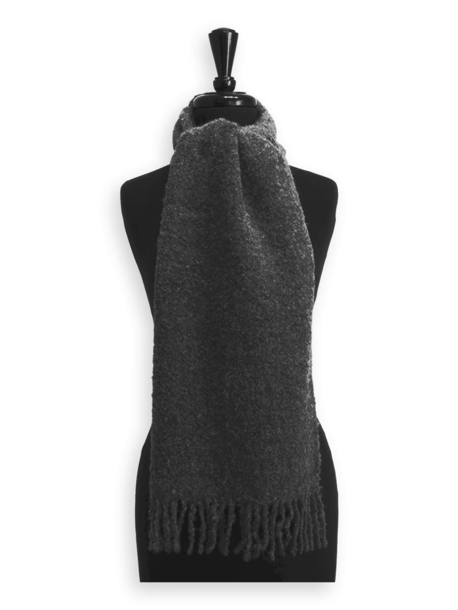 100% Baby Alpaca Boucle Scarf - Medium Grey - Qinti - The Peruvian Shop