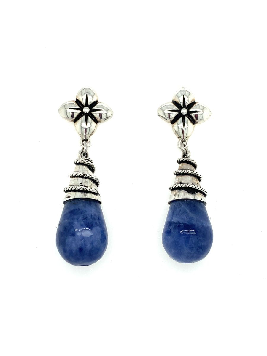 Blue Sodalite Swirl Drop Earrings