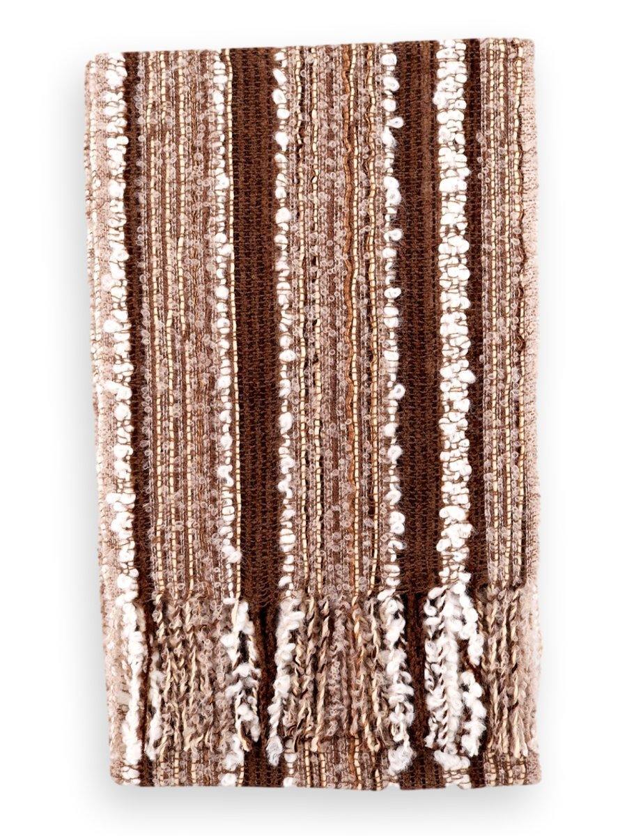 100% Baby Alpaca Boucle Scarf - Walnut Sand Cream - Qinti - The Peruvian Shop