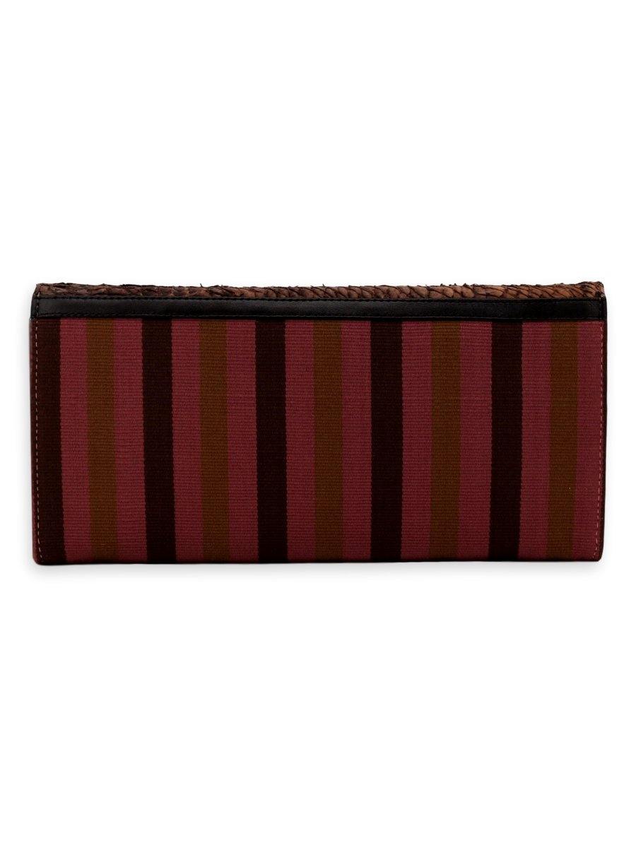 Large Clutch Bag -  Exotic Leather Rose/olive/brown - Qinti - The Peruvian Shop