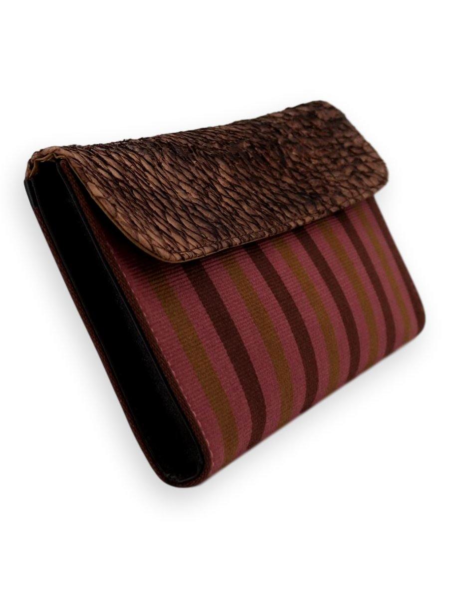 Large Clutch Bag -  Exotic Leather Rose/olive/brown - Qinti - The Peruvian Shop