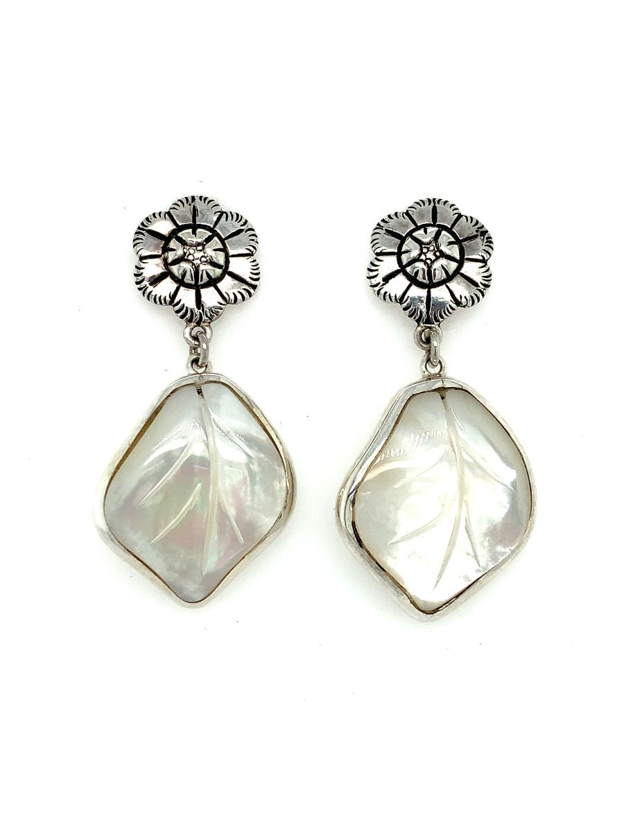 Handcrafted Mother of Pearl Earrings with Barnacles – Hannah Blount Jewelry