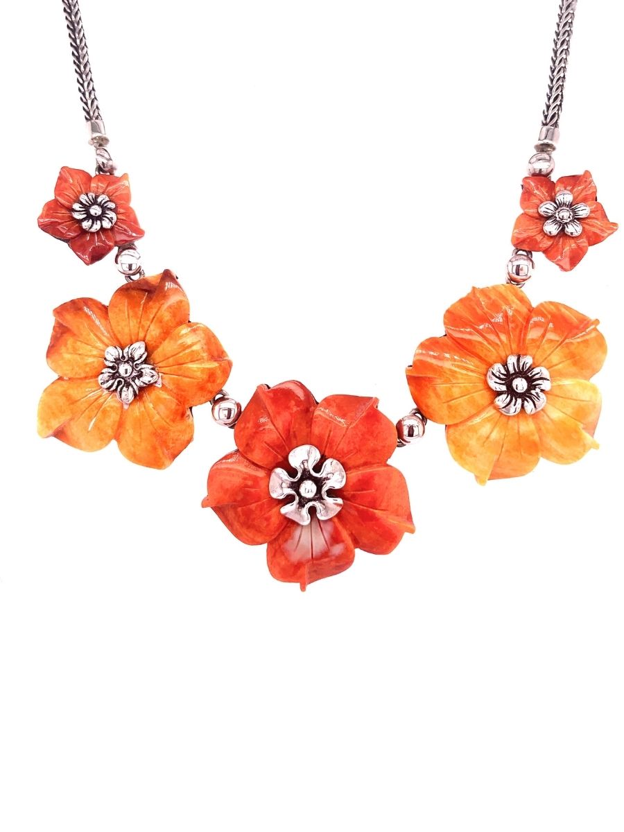 Orange Spiny Oyster Collar Necklace