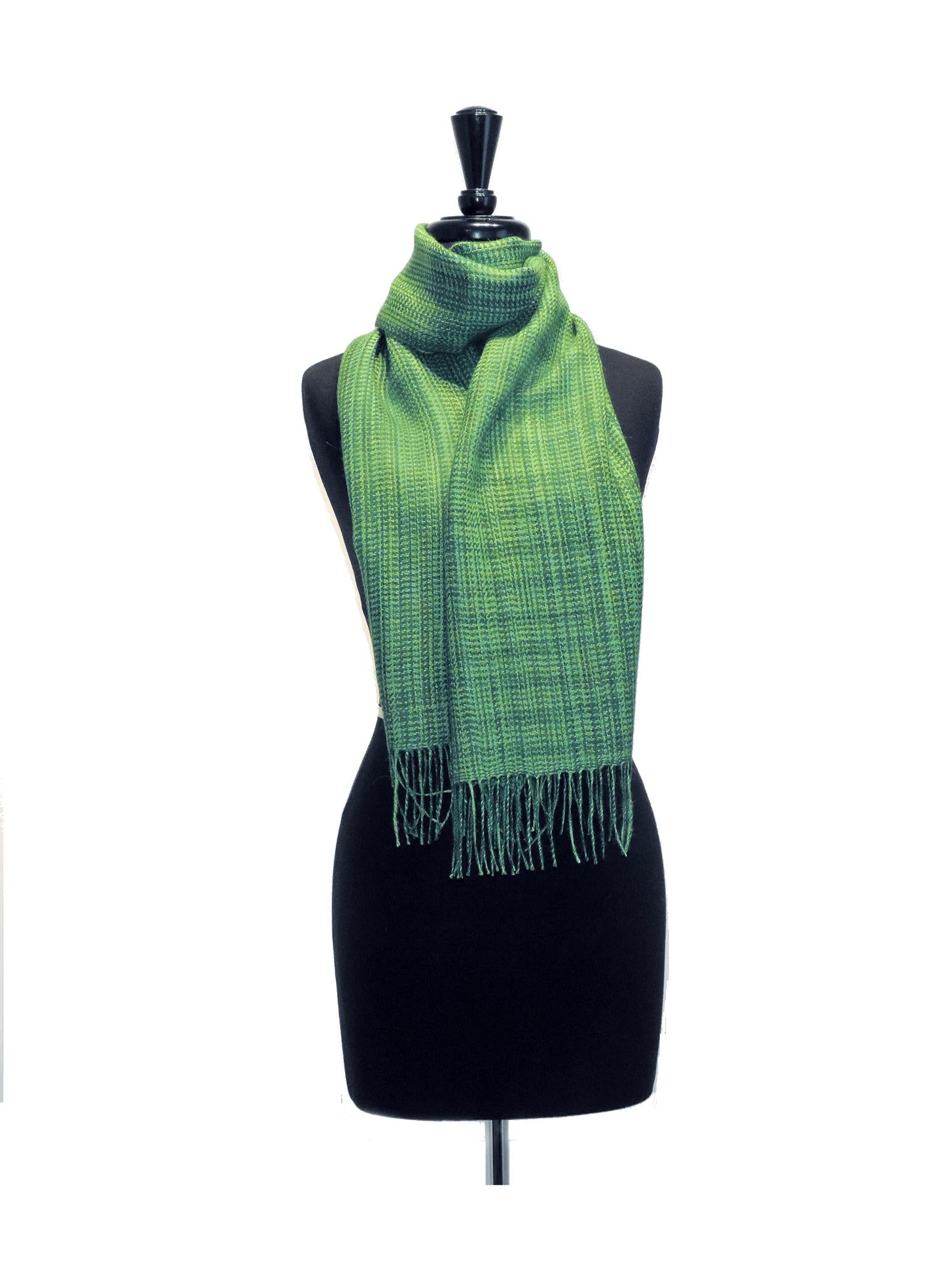 100% Baby Alpaca Woven Scarf - Hand-dyed Green - Qinti - The Peruvian Shop