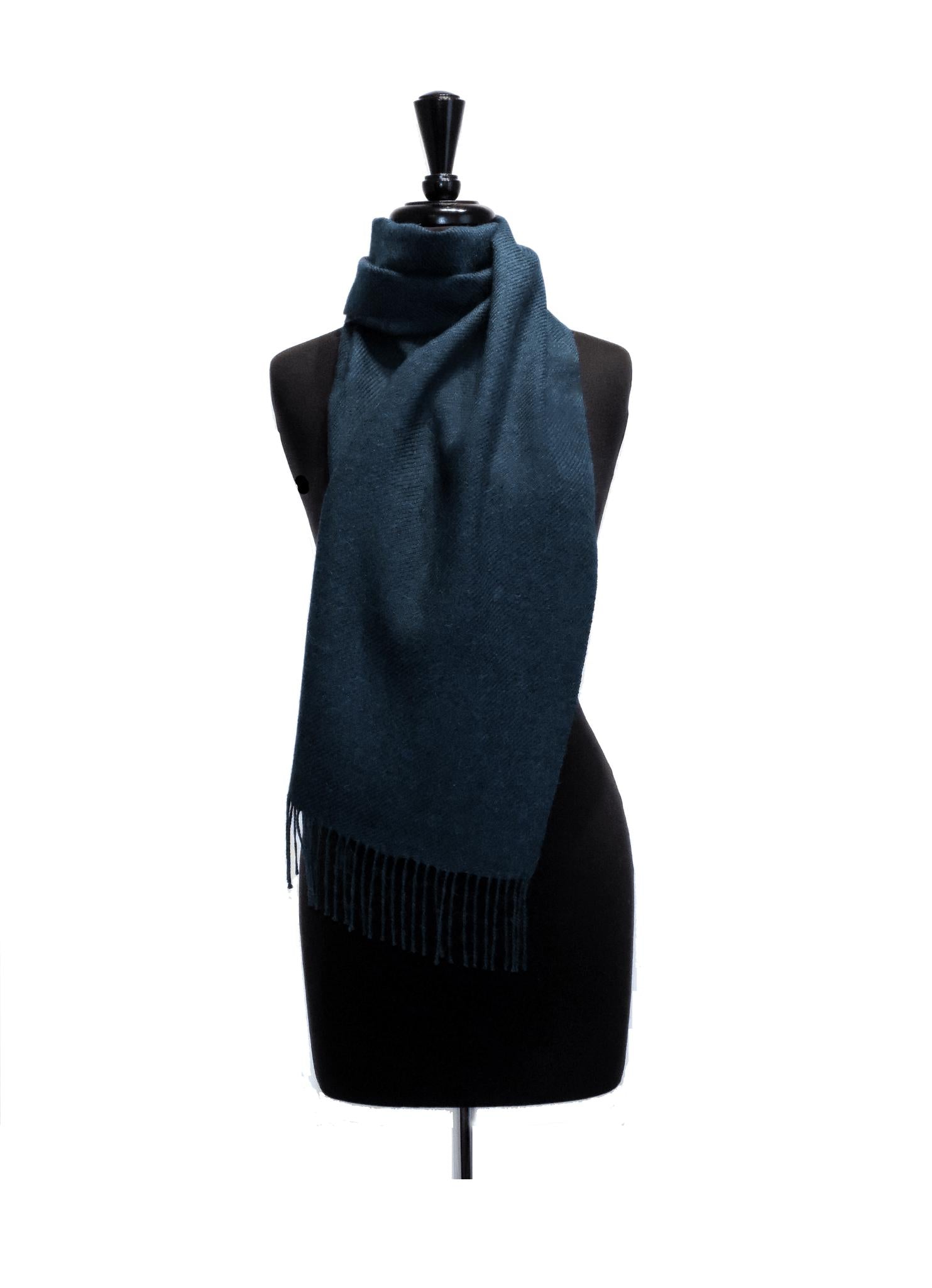 100% Baby Alpaca Woven Scarf - Melange Teal - Qinti - The Peruvian Shop