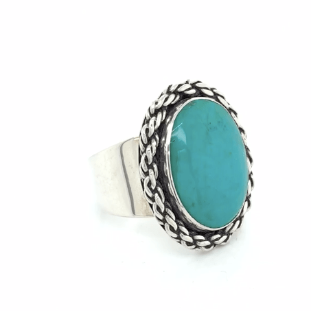 Chrysocolla Chalcedony Ring in Sterling Silver - Adjustable - Qinti - The Peruvian Shop