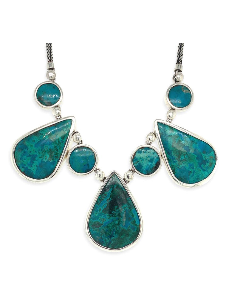 チルタリス Sterling Silver & Chrysocolla Teardrop Necklace - Qinti