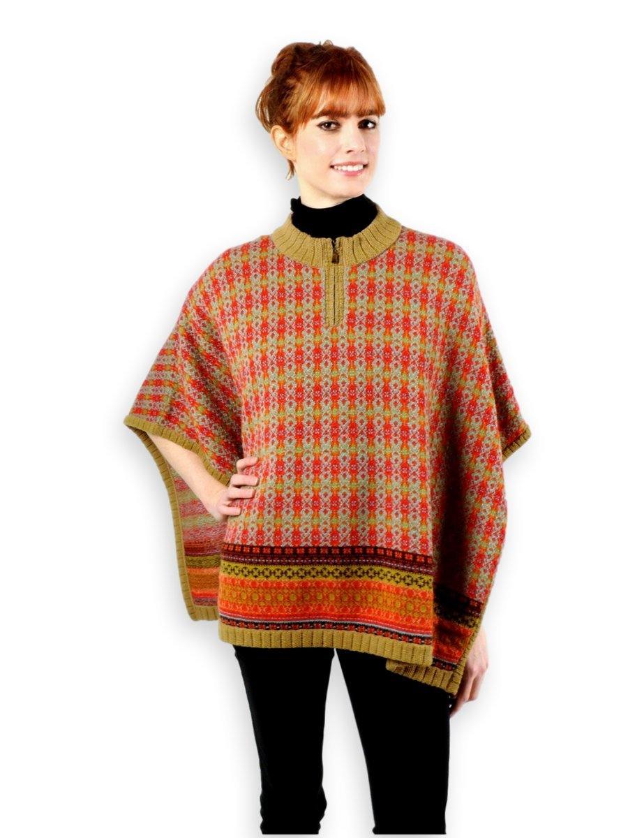 100% Baby Alpaca Poncho Sweater - Multi-color - Qinti - The Peruvian Shop